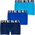 Diesel boxershorts 3pack shawn navy blauw lichtblauw_